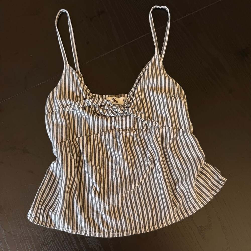 Hollister Gray Striped Babydoll Tank Top Size XS